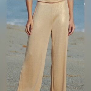 Zara pants women’s gold metallic size M wide leg new